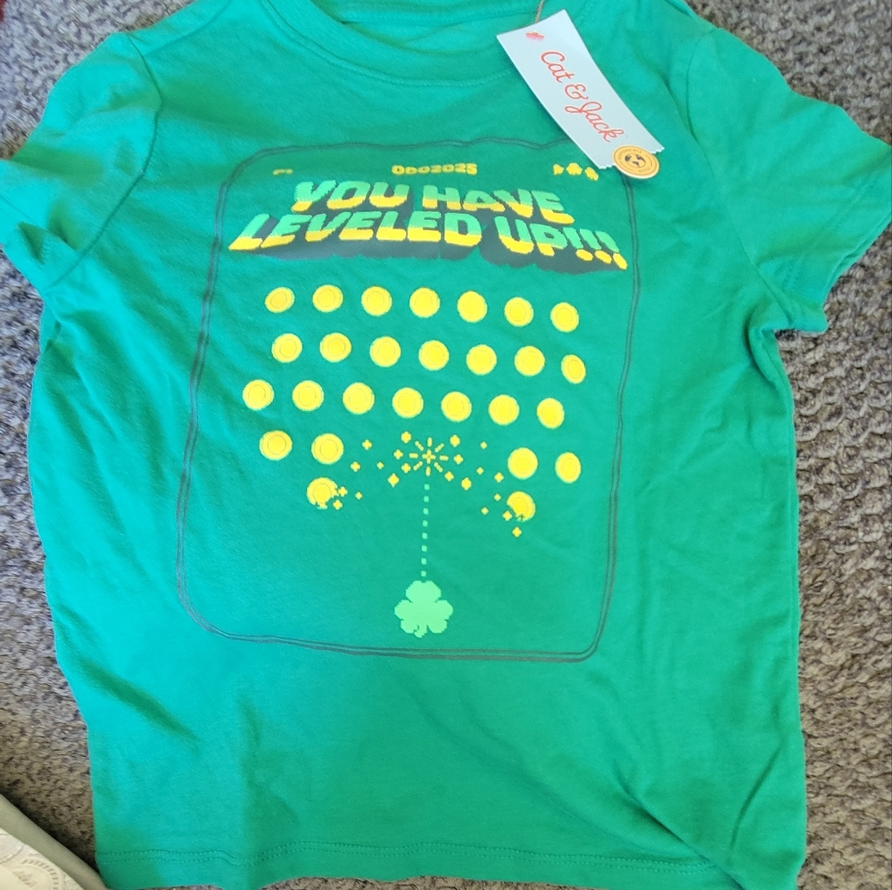 3 Green Graphic Tee with Yellow Print NWT